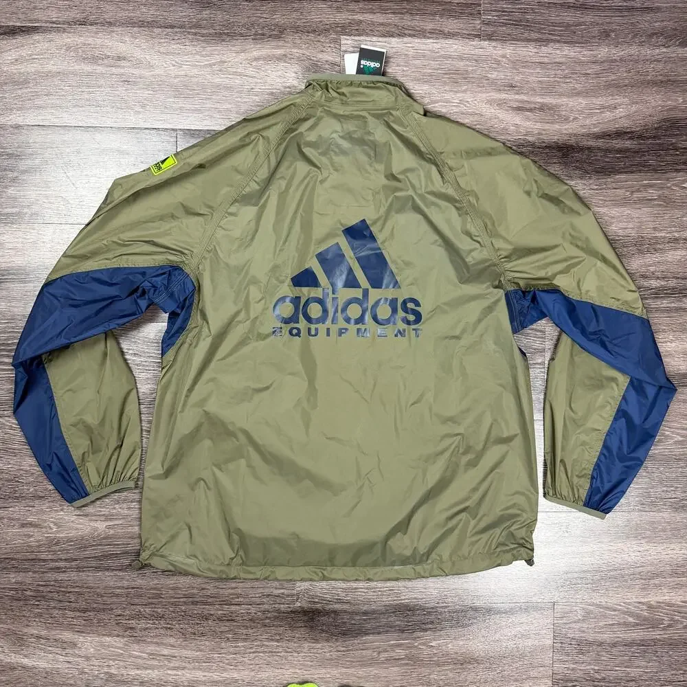 Adidas Equipment Woven Half Zipper Windbreaker Jacket Olive Navy Medium NEW